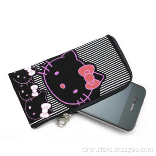 Universal Case Mobile Phone Pouch, Made of PU Leather, with Zipper and Lanyard
